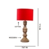 Devansh Red Cotton Table Lamp With  Wood Natural Base (7X17.5 Inches)-4