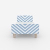 Minimalist Kids Single Bed in White and Light Blue Stripes
