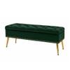 Doe Buck Velvet Tufted Storage Bench in Green Colour with Gold Legs