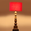 Devansh Red Cotton Table Lamp With  Wood Natural Base (7X7X21.25 Inches)-4