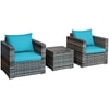 Carry Bird Wicker Patio Furniture Outdoor Balcony Chairs In Grey Mix And Sky Blue Colour