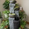 Olive  Yellow Tiered Cask Stone Brick Water Fountain