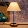 Jericho Off White Fabric Shade Table Lamp with Natural Wood & Iron Base