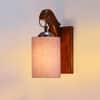 Devansh Solid Wood Electric Wall Light in Brown Colour with Grey Shade Count of 1 Light