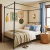 Perryn Four Poster Metal Non Storage Single Bed in Satin Black Finish