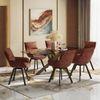 Zaida 6 Seater Dining Table With Set Of 6 Bren Swivel Dining Chairs (Colour- Auburn, Finish- Glass)