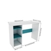 Woodbuzz Duke Engineered Wood Finish Study Table Desk In Frosty White And Ocean Green