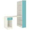 Austin Study Desk with Drawer and Built In Bookshelf in Misty Turquoise Colour