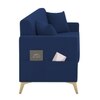 Convil Velvet 3 Seater Sofa in Navy Blue Color
