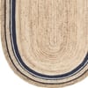 Imperial Knots Jute Navy Blue Striped Hand Woven Dhurrie 3x5 Feet
