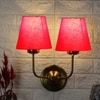Devansh Metal Electric Wall Light in Gold Colour with Red Shade Count of 2 Lights