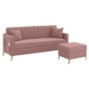 Convil Velvet L Shape 4 Seater Sofa in Pink Color