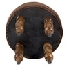 Bestone Sheesham Wood Accent 2+1+1 Seater Bench Set With 2 Stools In Taupe Brown Velvet