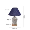 Devansh Conical Blue Jute Shade Lamp With Wood & Mosaic Glass Base For Decoration/Office/Home/Gifting/Study For Decoration/Office/Home/Gifting/Study -(10X10X14.5) Inches -A