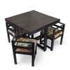 Kingston Sheesham Wood 4 Seater Dining Table Set in Mahogany Finish & Multi Colour Israel Print Kantha fabric Upholstery
