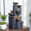 Brown Gold Bamboo Buddha Water Fountain For Home And Office Decor