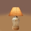 Devansh Conical  Beige Jute Shade  Lamp With  Wood & Mosaicglass Base For Decoration /Office/Home/Gifting/Study For Decoration /Office/Home/Gifting/Study -(10X10X14.5) Inches -
