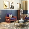 Maruti 1 Seater Wooden Sofa (Blue Colour, Teak Finish)