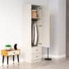 Hexa Red Wooden 1 Door Wardrobe with 2 Drawers and Hanging Space in Frosty White Colour