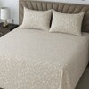 Off White Color Floral 400 TC Cotton Satin Flat Super King Bed Size Bedsheet With 2 Pilllow Covers  Threads