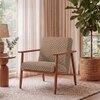 Arles Solid Wood Armchair In Natural Acacia Finish with Clay Kint Colour