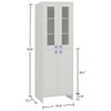 Renata Large Bookshelf cum Storage Cabinet with Toughened Glass Doors and Star Shaped Knobs in Ivory Persian Lilac Colour