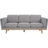 Scandinavian Civic Three Seater Sofa Grey Natural Wood Finish