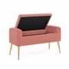 Doe Buck Upholstered Storage Bench in Pink Colour with Gold Legs