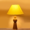 Devansh Yellow Cotton Table Lamp With  Wood Natural Base (10X18 Inches)-31