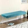 Belmont Sheesham Wood Accent 3 Seater Bench With Metal Legs In Turquoise Sea Velvet