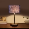 Devansh Blue Jute Table Lamp With Natural  Wood Base  & Steel Pipe (7X17 Inches)-13