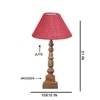 Devansh Pink Jute Table Lamp With  Wood Natural Base (10X10X21 Inches)-35