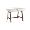 Riga Teak Wood Study Desk with Drawer and Tapered Frame in Ivory Coffee Walnut Colour