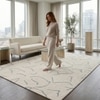 Handmade Wool Area Rug Modern Abstract Ivory Green 5 x 7 Feet Carpet