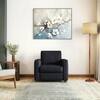 Apollo High Back 1 Seater  Fabric Sofa In Deep blue velvet Colour