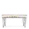 Velas Sheesham Wood Mid Century 2 Seater Bench With Metal Legs In Grey Fabric With Fringes