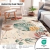 Botanical Print Cotton Rug 5x8 Ft
