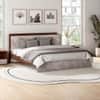 Claudia Engineered Wood Queen  Size Bed Without Storage (Dark Acacia Finish, Greige Grey Colour)