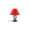 Ware Red Fabric Shade Table Lamp with Black Iron Base