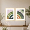 Boho Green and Red Abstract Pattern Set of 2 Framed Posters 45x60 cm