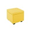 Doe Buck Hutcheson Upholstered Storage Ottoman Cube in Yellow Colour