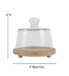 Ireka Homes Sugar Shell Acacia Wood Cake Stand with Glass Dome