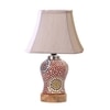 Devansh Off-White Cotton Rectangular Shade Lamp With Wood & Mosaic Glass Base For Decoration/Office/Home/Gifting/Study For Decoration/Office/Home/Gifting/Study