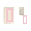 Calypso Kids Wall Mounted Folding Study Desk and Built In Bookshelf in Light Wood English Pink Colour