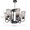 Eliante Golden Chandelier, 6 Lights, Mild Steel Frame With Glass Shades – Elegant Modern Ceiling Light