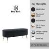 Doe Buck Luxury Boucle Storage Bench in Black Colour with Gold Tipped Legs