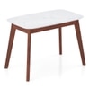 Lunar Solid Wood and Carrara White 4 Seater Dining Table in Honey Finish