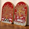 Traditional Tree of Life Wall Art Painting Set of 2 Gold Arch Frame 16 x 24 Inch