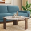 Kanso Hexagon Toronto Marble And Solid Wood Coffee Table In Danish Walnut Finish