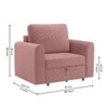 Baruna 1 Seater Velvet Pull Out Sofa Cum Bed with Storage In Peach Color